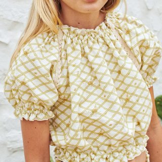 <img class='new_mark_img1' src='https://img.shop-pro.jp/img/new/icons20.gif' style='border:none;display:inline;margin:0px;padding:0px;width:auto;' />SALE 30% !!! LiiLU   Josephine Blouse  flower check (22SS)新作