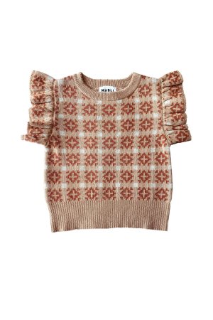 SALE!!!MABLI Cotton FFION print Singlet ( putty) - SEN_TO_SENCE