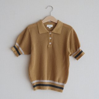 <img class='new_mark_img1' src='https://img.shop-pro.jp/img/new/icons20.gif' style='border:none;display:inline;margin:0px;padding:0px;width:auto;' />FINAL SALE!!40%！！！ Striped  Knitted Polo shirt （goldenrold)