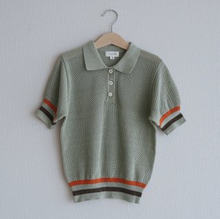 <img class='new_mark_img1' src='https://img.shop-pro.jp/img/new/icons20.gif' style='border:none;display:inline;margin:0px;padding:0px;width:auto;' />FINAL SALE!!40%！！！ Striped  Knitted Polo shirt （darkseagreen)