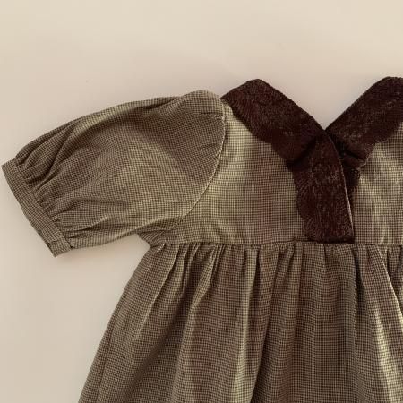 SALE 30% !!HELLO LUPO SUZU LACE Blouse from Italy (Brown  Houndstooth))※2y~7y - SEN_TO_SENCE