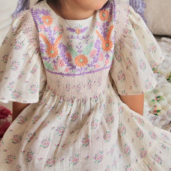 Bonjour diary Rosalie dress with new sleeves ( small pastel flower) ※2y~10y  - SEN_TO_SENCE