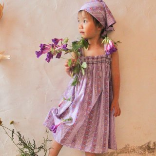 <img class='new_mark_img1' src='https://img.shop-pro.jp/img/new/icons14.gif' style='border:none;display:inline;margin:0px;padding:0px;width:auto;' />Bonjour diary  Skirt DRESS &SCARF 2SET (Purple hand block flower stripe )2y~8y