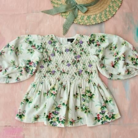 30% OFF SALE!!！Bonjour diary handsmock blouse( Tropical Print