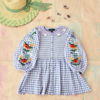 <img class='new_mark_img1' src='https://img.shop-pro.jp/img/new/icons14.gif' style='border:none;display:inline;margin:0px;padding:0px;width:auto;' />Bonjour diary  Tunique Blouse with  embroidary collar &sleeve (violet gingam) 2y~10y