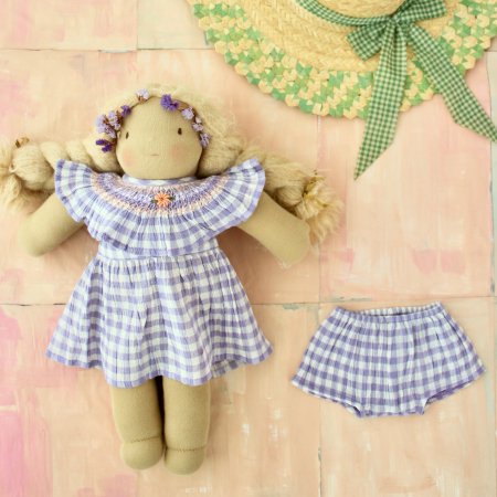 Bonjour diary Doll dress with panty (violet gingam ) - SEN_TO_SENCE