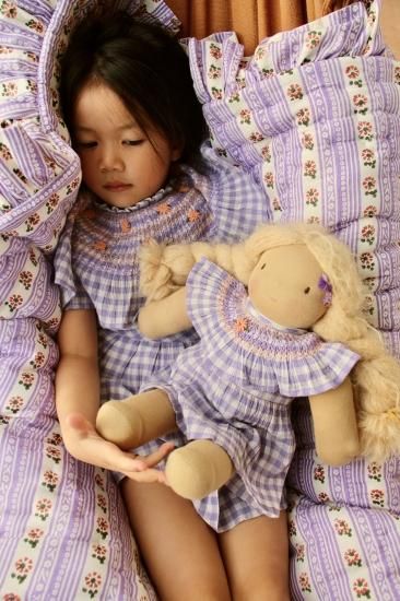 Bonjour diary Doll dress with panty (violet gingam