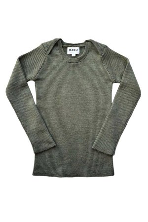 SALE!!!MABLI Sylfaen Skinny Rib Wool Top (KHAKI) - SEN_TO_SENCE