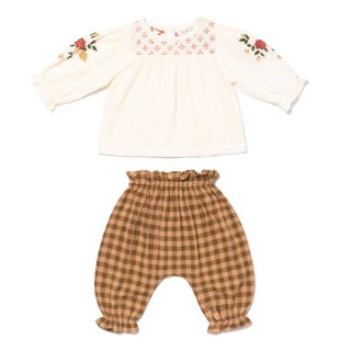 <img class='new_mark_img1' src='https://img.shop-pro.jp/img/new/icons14.gif' style='border:none;display:inline;margin:0px;padding:0px;width:auto;' />Baby Set TOPS& PANTS macademia  (hand embroidary  ) from USA 