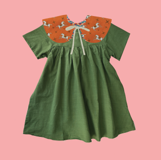 PREORDER Gaia Dress with removable Collar(OLIVE) FROM USA ※国内初入荷brand