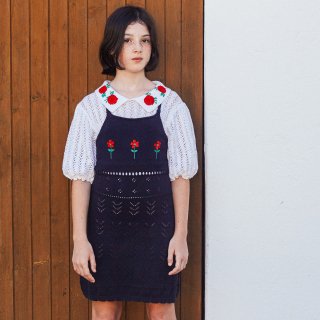 <img class='new_mark_img1' src='https://img.shop-pro.jp/img/new/icons14.gif' style='border:none;display:inline;margin:0px;padding:0px;width:auto;' />Fish &kids  Cotton  Knit Straps  Emboidary Flower  DRESS (navy)