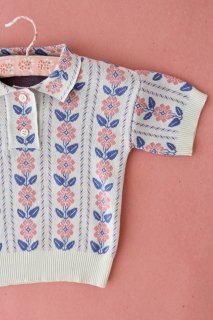 <img class='new_mark_img1' src='https://img.shop-pro.jp/img/new/icons14.gif' style='border:none;display:inline;margin:0px;padding:0px;width:auto;' />LAST 1！！Bonjour diary organic cotton POLO Floral jacquard (blue pink  ) 