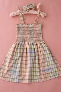 <img class='new_mark_img1' src='https://img.shop-pro.jp/img/new/icons14.gif' style='border:none;display:inline;margin:0px;padding:0px;width:auto;' />LAST 1 Bonjour diary  Long Skirt Dress   (& hairclip set(Rainbow  Check ) 2y~12y