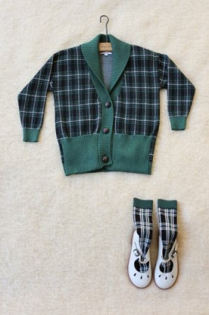 ☆Bonjour diary 　 Green Checks Cardigan - SEN_TO_SENCE