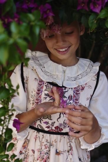 ワンピース Bonjour diary CHASUBLE PINAFORE DRESS ☆Bonjour diary CHASUBLE PINAFORE DRESS birds flower print