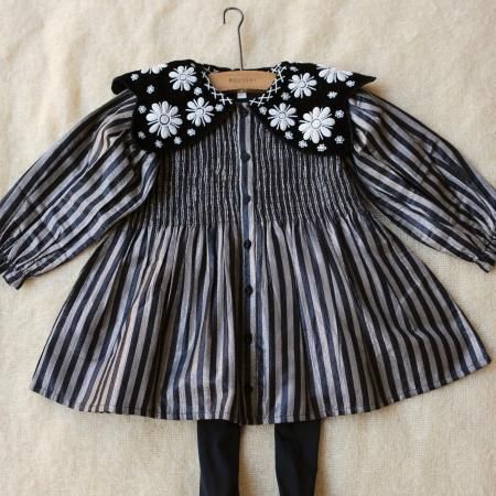 SALE!!!Bonjour diary 　TUNIQUE Stripes Lurex /black velvet※2y~6y -  SEN_TO_SENCE