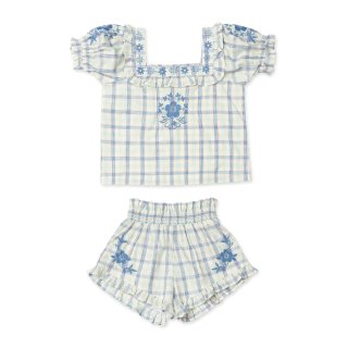 <img class='new_mark_img1' src='https://img.shop-pro.jp/img/new/icons14.gif' style='border:none;display:inline;margin:0px;padding:0px;width:auto;' />Blossom Tops&shorts Set (Minty chex  embroidary )from USA 