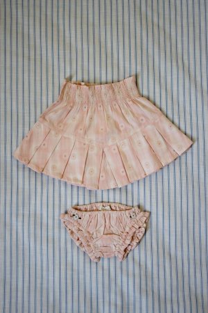 Bonjour diary SET PLEATED SKIRT&PANTY (PINK jacquard flower check) -  SEN_TO_SENCE