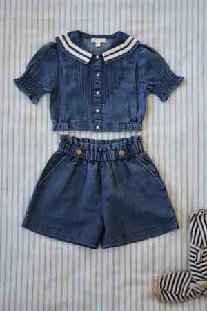 Bonjour diary DENIM SET TOP & SHORTS - SEN_TO_SENCE