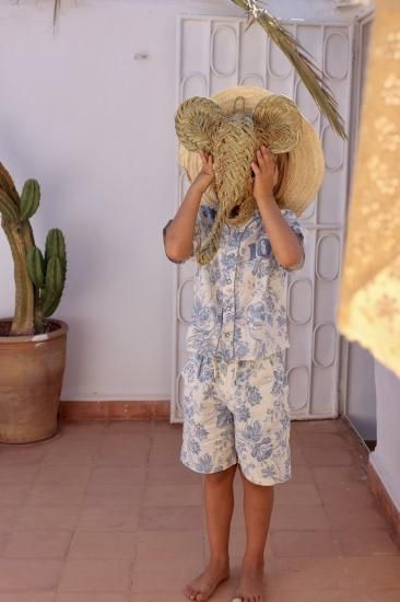 Bonjour diary BASEBALL SHIRT blue tapestry organic cotton