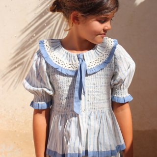 <img class='new_mark_img1' src='https://img.shop-pro.jp/img/new/icons14.gif' style='border:none;display:inline;margin:0px;padding:0px;width:auto;' />Bonjour diary  Tie Blouse ( blue stripe &dots )