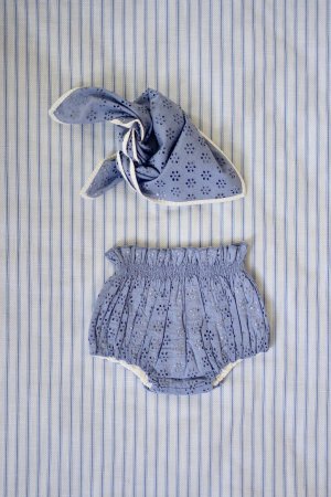 LAST 1！ Bonjour diary BLUE LACE BABY Bloomer with 50x50 Scarf (reversible)  - SEN_TO_SENCE