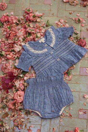 LAST 1！ Bonjour diary BLUE LACE BABY Bloomer with 50x50 Scarf (reversible)  - SEN_TO_SENCE