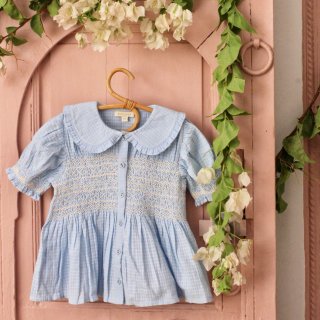 <img class='new_mark_img1' src='https://img.shop-pro.jp/img/new/icons14.gif' style='border:none;display:inline;margin:0px;padding:0px;width:auto;' />Bonjour diary handsmock blouse( ltBLUE  check )organic cotton BABY&KIDS 