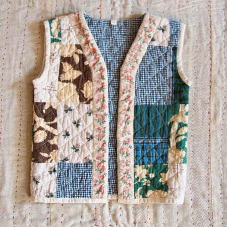 Bonjour diary 　reversible PATCHWORK JACKET WITHOUT SLEEVES (2〜12y) -  SEN_TO_SENCE