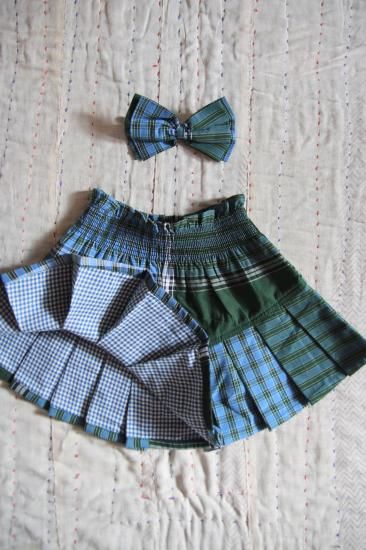 Bonjour diary PLEATED SKIRT WITH HAIR CLIP Lungi check