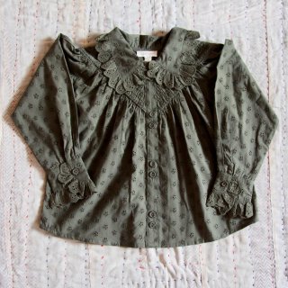 <img class='new_mark_img1' src='https://img.shop-pro.jp/img/new/icons14.gif' style='border:none;display:inline;margin:0px;padding:0px;width:auto;' />Bonjour diary    IRIS BLOUSE kaki green broderie anglaise - organic voile (2〜12y)