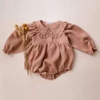 <img class='new_mark_img1' src='https://img.shop-pro.jp/img/new/icons14.gif' style='border:none;display:inline;margin:0px;padding:0px;width:auto;' />✿ Clay Linen Long Sleeve Frilled Collar Bubble Playsuit