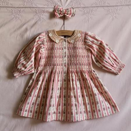 Bonjour diary Tunique with Hairclip tapestry pink stripe print