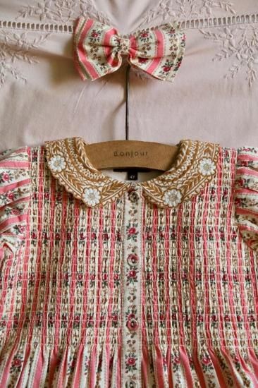 Bonjour diary Tunique with Hairclip tapestry pink stripe print