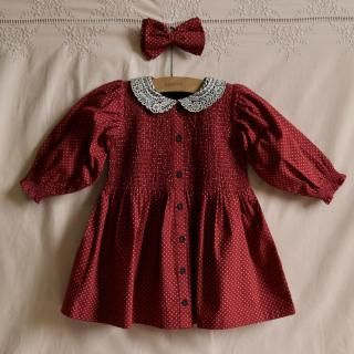 <img class='new_mark_img1' src='https://img.shop-pro.jp/img/new/icons14.gif' style='border:none;display:inline;margin:0px;padding:0px;width:auto;' />Bonjour diary   Tunique with Hairclip red wine dot print