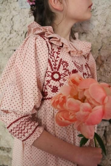 LAST 1！ Bonjour diary IRIS Tunique pink dot print