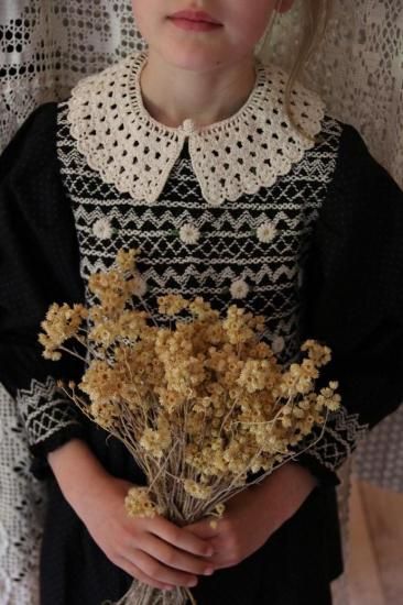 極美品 Bonjour diary Hand smocks Blouse 6Y BONJOUR DIARY SMOCKED BLOUSE / ANTOINETTE PRINT - Milk + Bots