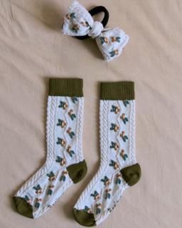 <img class='new_mark_img1' src='https://img.shop-pro.jp/img/new/icons14.gif' style='border:none;display:inline;margin:0px;padding:0px;width:auto;' />Bonjour diary  Socks&HAIR KNOT   farandole flower   (ecru green )